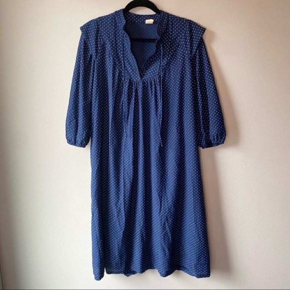 Vintage Blue Polka Dot Tie Front Dress 16.5